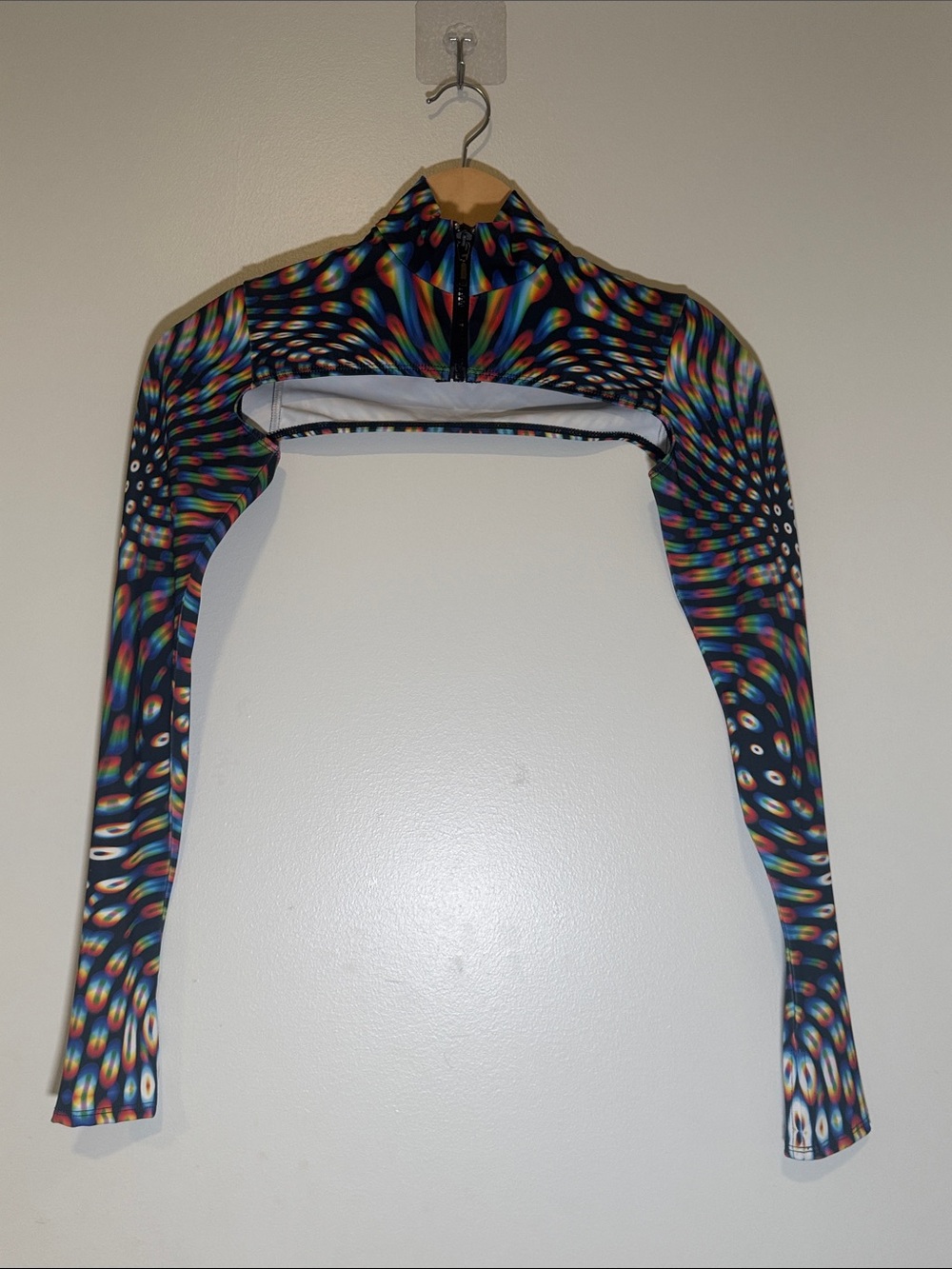 NWOT - BADINKA zip-up long sleeve rave crop top/ bolero size small